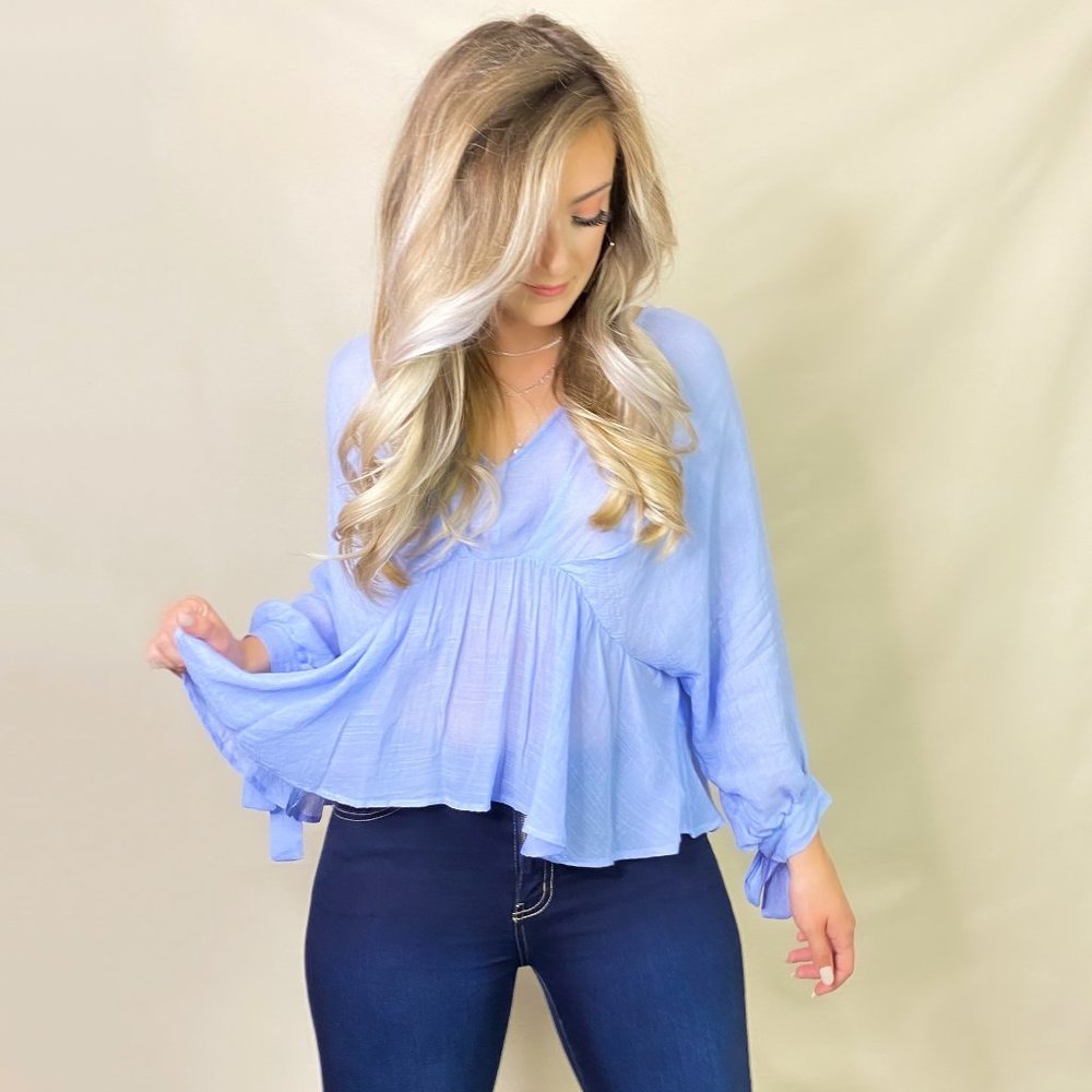 Babydoll Blues Blouse (Blue/Lavender)